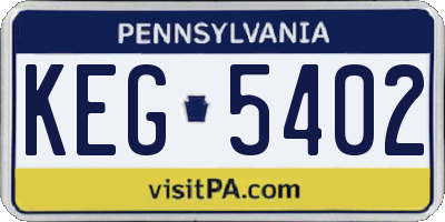 PA license plate KEG5402