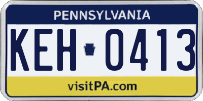 PA license plate KEH0413