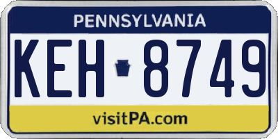 PA license plate KEH8749