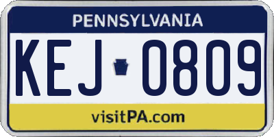 PA license plate KEJ0809