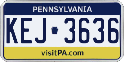 PA license plate KEJ3636
