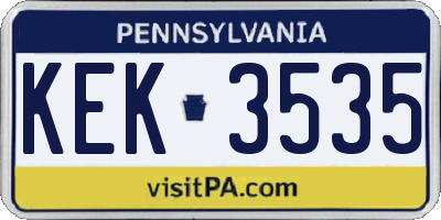 PA license plate KEK3535