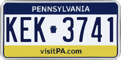 PA license plate KEK3741