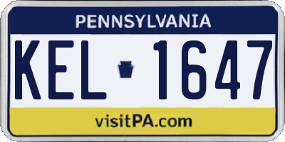 PA license plate KEL1647