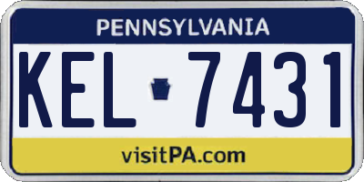 PA license plate KEL7431