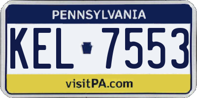 PA license plate KEL7553