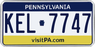 PA license plate KEL7747