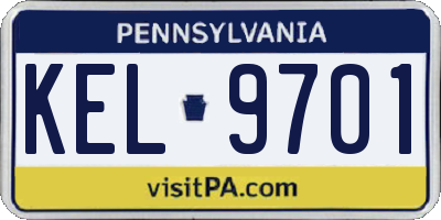 PA license plate KEL9701