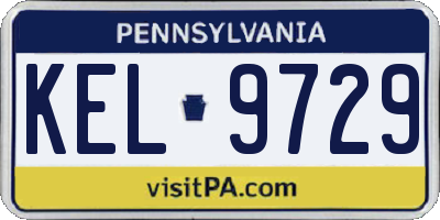 PA license plate KEL9729