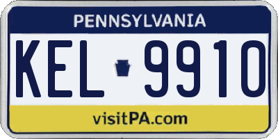 PA license plate KEL9910