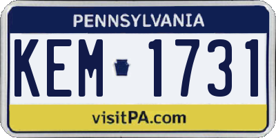 PA license plate KEM1731