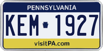 PA license plate KEM1927
