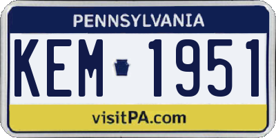 PA license plate KEM1951