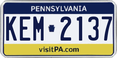 PA license plate KEM2137