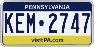 PA license plate KEM2747