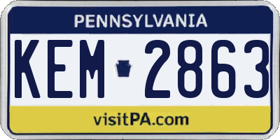 PA license plate KEM2863