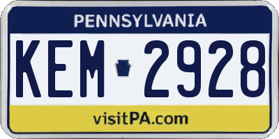 PA license plate KEM2928