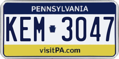 PA license plate KEM3047