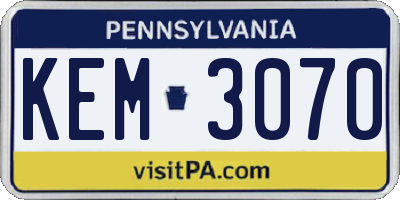 PA license plate KEM3070