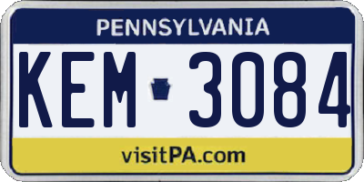 PA license plate KEM3084