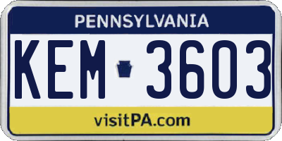 PA license plate KEM3603