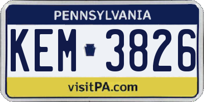 PA license plate KEM3826
