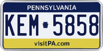 PA license plate KEM5858