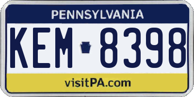 PA license plate KEM8398