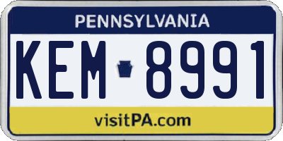 PA license plate KEM8991