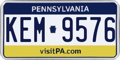 PA license plate KEM9576