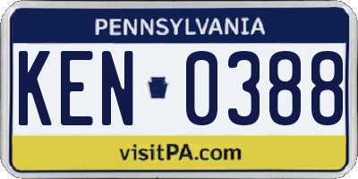 PA license plate KEN0388
