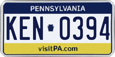 PA license plate KEN0394