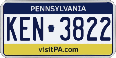 PA license plate KEN3822
