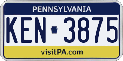 PA license plate KEN3875