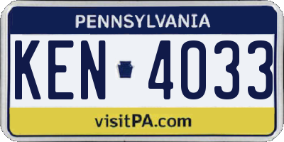PA license plate KEN4033
