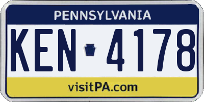 PA license plate KEN4178