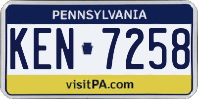 PA license plate KEN7258