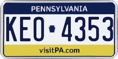 PA license plate KEO4353
