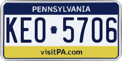 PA license plate KEO5706