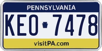PA license plate KEO7478