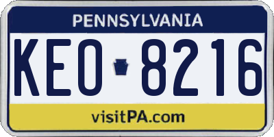 PA license plate KEO8216