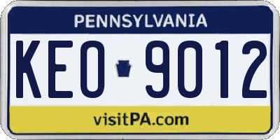 PA license plate KEO9012