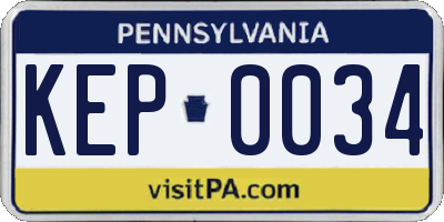 PA license plate KEP0034