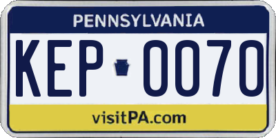 PA license plate KEP0070
