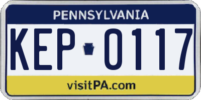 PA license plate KEP0117