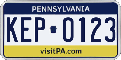 PA license plate KEP0123