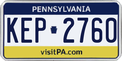 PA license plate KEP2760