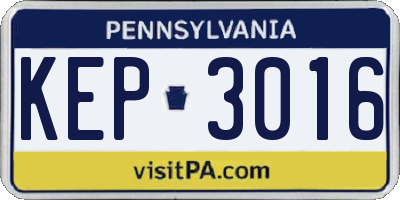 PA license plate KEP3016