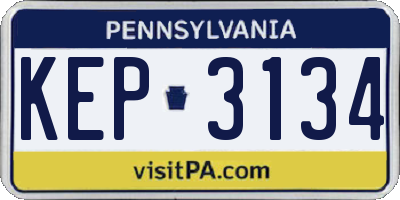 PA license plate KEP3134