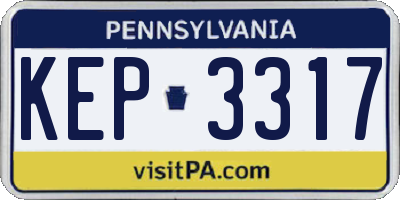 PA license plate KEP3317